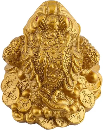 Vista 9 de LIZEALUCKY Feng Shui - Estatua de sapo de dinero, amuleto de la suerte, rana para caja registradora, monedas, riqueza, estatua de la suerte