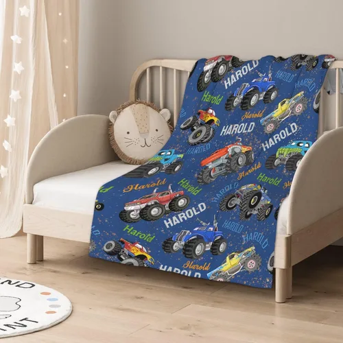 Vista 134 de Manta de bebé con texto en inglés «Just A Boy Who Loves Trucks» para niños y niñas, manta súper suave para envolver al recién nacido, acogedora