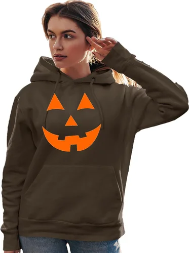 Vista 3 de Go All Out Jack O Lantern Pumpkin Face Halloween Divertida sudadera con capucha para hombre y mujer