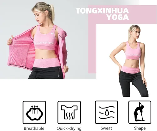 Vista 4 de TONGXinHUA - Conjunto de 5 piezas de entrenamiento para mujer trajes deportivos para hacer yoga bailar fitness