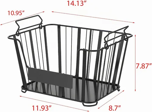 Vista 8 de oceanstar Soporte de cesta de almacenamiento de alambre de metal de 3 niveles con cestas extraíbles - Negro