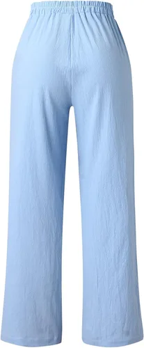 Vista 5 de Womens Soft Solid Color Loose Pockets Outdoor Pants Long Elastic Trousers Womens Work Pants Office Casual Curvy