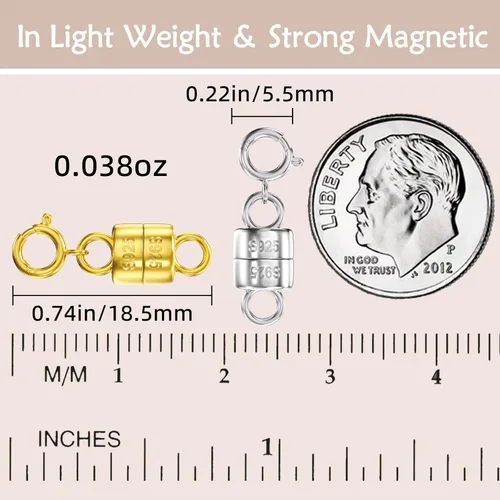 Vista 3 de OHINGLT Cierres y cierres magnéticos para collares de plata de ley 925, convertidor de cierre magnético de oro y plata para suministros
