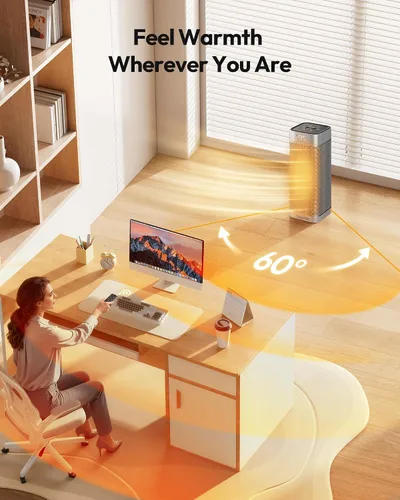 Vista 4 de Gaiatop – Calentadores de Espacio para Uso en Interiores, Calentador Eléctrico Portátil con Termostato, Calentador de Habitación de Cerámica PTC