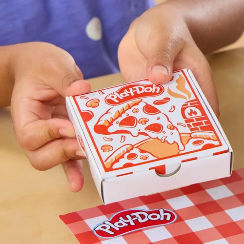 Vista 10 de Play-Doh Stamp & Spin Pizza Playset, 8 accesorios y 5 colores, juguetes de comida y cocina para niños, a partir de 3 años