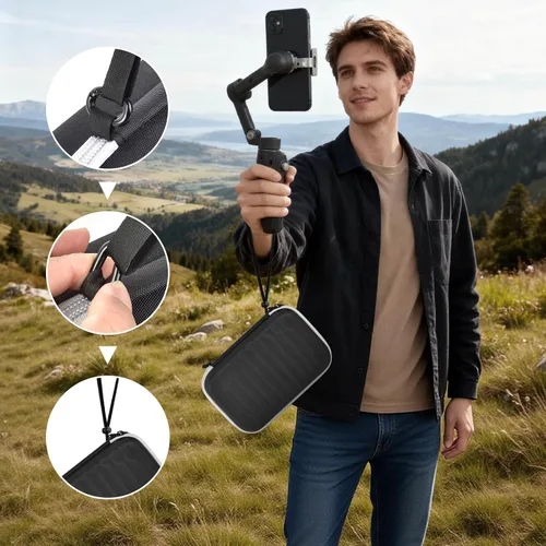 Vista 6 de Funda rígida de goma EVA para DJI Osmo Mobile 8/7P/7, gris Negro+Gris Cremallera