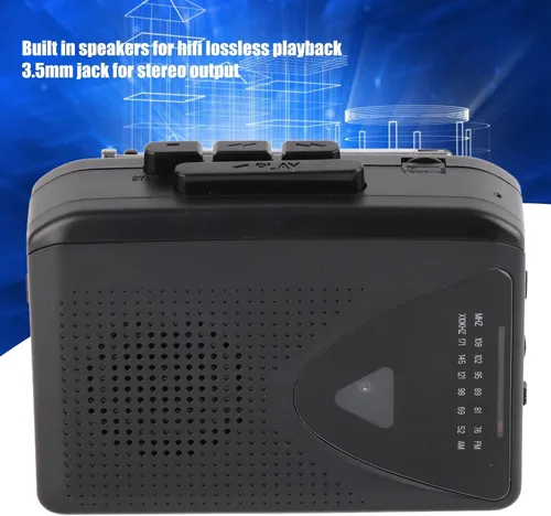 Vista 4 de Reproductor de casete portátil, multifunción clásico compatible con radio AM FM estéreo reproductor de cinta compacto, grabadora de casete de radio