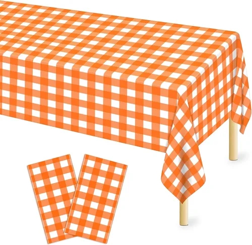 Vista 48 de Mulbozy 2 piezas de mantel de plástico negro para mesa rectangular, 54 × 108 pulgadas, fundas desechables de mesa para fiestas negras