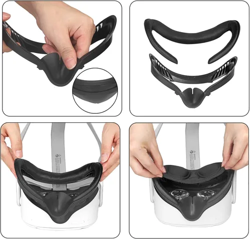 Vista 4 de Oculus Quest 2 Facial Interface Bracket Leather Eye Cover 6 Sets (Black)
