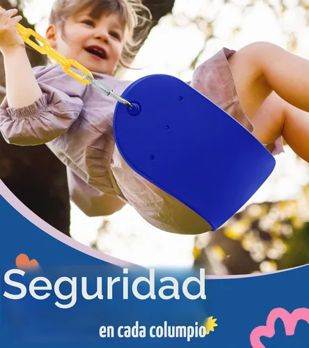 Vista 2 de Asiento de columpio resistente, cadenas de 66" resistentes al óxido con sección recubierta de PPC de 30", accesorios de repuesto para juegos de Azul