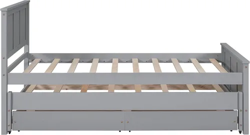Vista 9 de Harper & Bright Designs Marco de cama individual de capitán con nido y cajones, plataforma individual de madera maciza para niños, adolescentes Gris