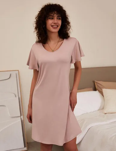 Vista 2 de Ekouaer - Paquete de 2 camisones de manga corta para mujer, cómodo y suave, pijama para dormir