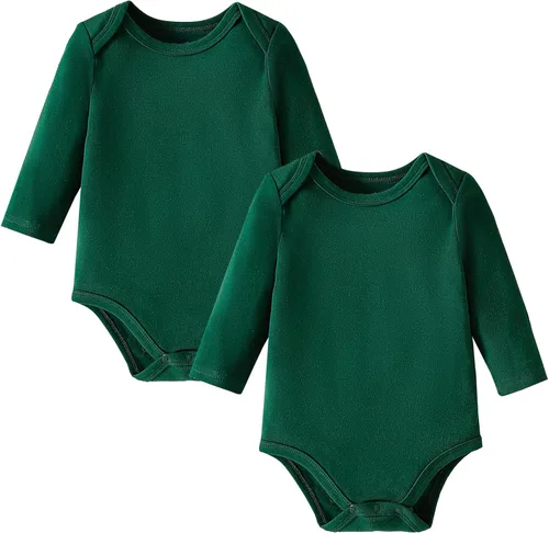 Vista 12 de DEFAHN Paquete de 2 mamelucos unisex para bebé, viscosa súper suave de bambú, unicolor de manga larga para bebés niños y niñas