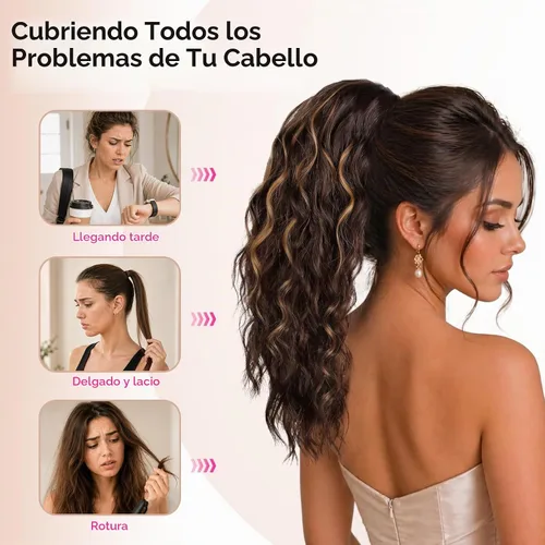Vista 5 de REECHO Extensión de cola de caballo, extensiones de cabello rizado de cola de caballo de 18 pulgadas, extensiones de cabello sintético natural
