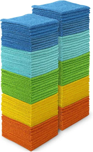 Vista 16 de AIDEA Microfiber Cleaning Cloth Blue-50PK, Soft Absorbent Shop Rags, Microfiber Towels for Cars, Kitchen Towels, Dusting Cloth for Home, Window