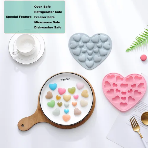 Vista 4 de Molde de silicona Chocoalte para el día de San Valentín, 2 formas diferentes, para decoración de pasteles, pequeña herramienta de arcilla de jabón