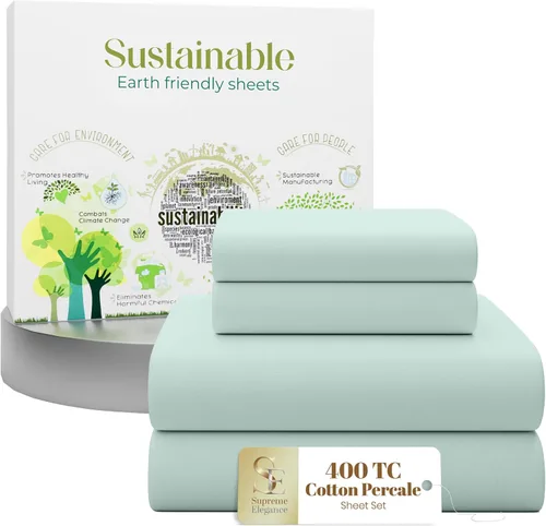 Vista 16 de Purity Home - Juego de sábanas 100% algodón de 400 hilos, percal refrescante, con bolsillo profundo elástico, ropa de cama de 3 piezas, lujo
