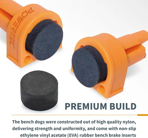Vista 3 de POWERTEC 71188 - 4 perros de banco para agujero de perro de 3/4 pulgadas, con inserto de EVA, herramienta de carpintería para banco de trabajo, mesa