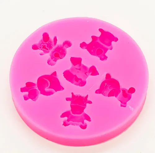 Vista 4 de Molde de silicona 3D de animales de zoológico, elefante, zorro, koala, oso, perro, toro, para bricolaje, caramelos, gelatina, pudín, fondant