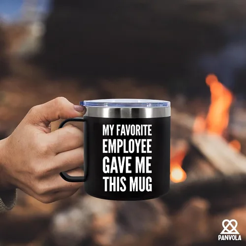 Vista 8 de Taza de café aislada de 14 onzas con asa y tapa, regalo para jefes, gerente de empleador de parte de un compañero de trabajo, vaso térmico de acero