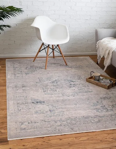 Vista 12 de Unique Loom Noble Collection - Alfombra de área - Victoria (2' 2" x 3' 1" Rectángulo, Gris/Azul)