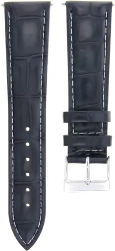 Vista 4 de Ewatchparts CORREA DE RELOJ DE CUERO 19MM PARA RELOJ MONTBLANC AZUL OSCURO BLANCO STITCH