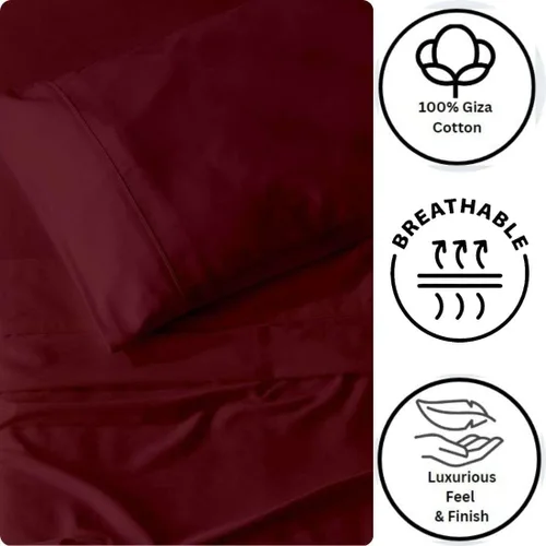 Vista 4 de Giza Sheets Twin – Sábanas de 100% algodón egipcio Giza – Sábanas para colchón de hasta 18 pulgadas de profundidad – 4 piezas de sábanas de algodón