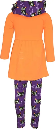 Vista 4 de Unique Baby Disfraz de Halloween de gato negro para niñas con bufanda infinita