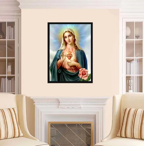 Vista 2 de Kit de pintura de diamantes 5D por números, serie religiosa, taladro completo, pinturas de diamantes cristianos, manualidades, pinturas de gemas