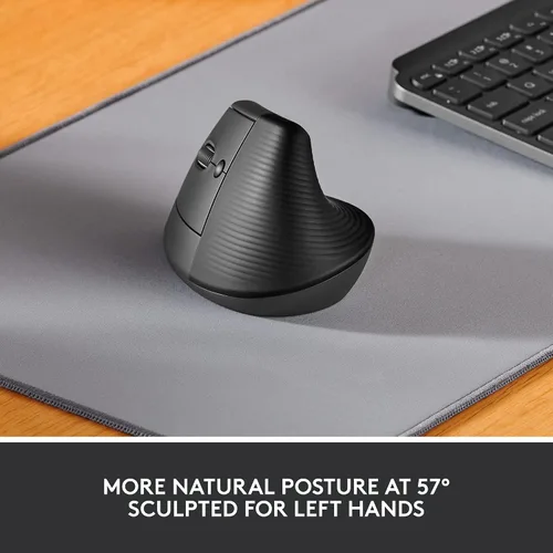 Vista 4 de Logitech Ergo K860 - Teclado inalámbrico dividido con soporte de muñeca y elevación vertical izquierdo ergonómico mouse zurdo Bluetooth receptor USB