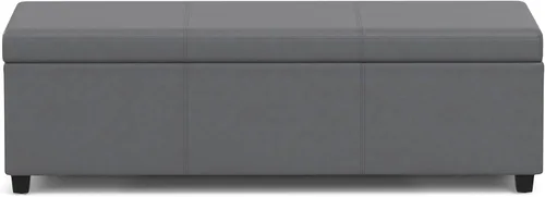 Vista 5 de SIMPLIHOME Avalon - Banco contemporáneo tipo otomana rectangular con almacenamiento extragrande de 54 pulgadas de ancho, de pelo sintético de Gris