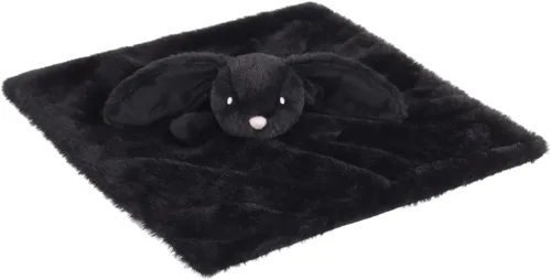 Vista 4 de Apricot Lamb Manta de conejo negro suave para bebés, manta de seguridad para bebés niños y niñas, bebés y niños pequeños, 13.8 x 13.8 pulgadas