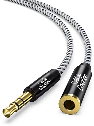 Vista 9 de Cable de extensión de audio de 3.5 mm, CableCreation Cable de audio estéreo de 3.5 mm macho a hembra con conector chapado en oro, 1.5 pies