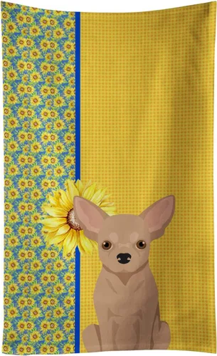 Vista 123 de Caroline's Treasures WDK5313KTWL - Toalla de cocina con diseño de girasoles de verano, color negro y tostado, Airedale Terrier, toalla de mano