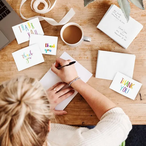 Vista 4 de Juvale Thank You Cards with Envelopes - Bulk Blank Thank You Notes & Cards for Kids & Adults - 6 Assorted Rainbow Designs - White, 48 Pack, 4 x 6 In
