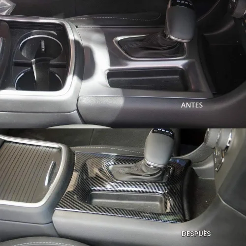 Vista 3 de Crosselec - Ajuste de cambio de engranajes de control central de fibra de carbono para Dodge Charger 2015+ (Negro)