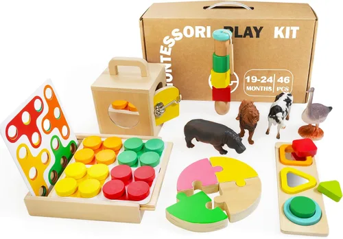 Vista 10 de WOODMAM Juguetes Montessori para bebés de 0 a 6 meses, juguetes educativos sensoriales de aprendizaje 9 en 1 para recién nacidos de 0 a 3-6 meses