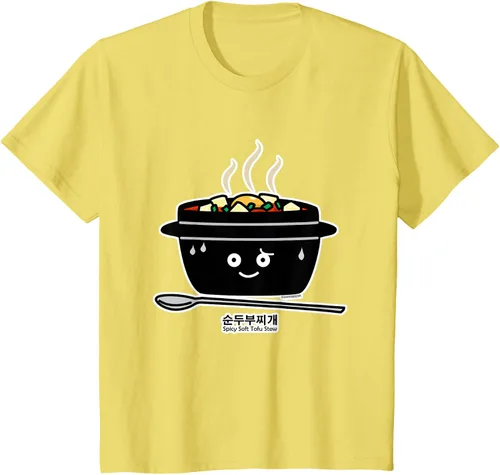 Vista 89 de Sopa coreana de guiso de tofu suave picante Sundubu jjigae huevo caliente, gris, S Negro