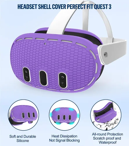 Vista 2 de Silicone Cover Set Compatible with OculusMeta Quest 3, Touch Controller Grips Cover, VR Shell Cover, Facial Interface Cover, Protective Lens Cover