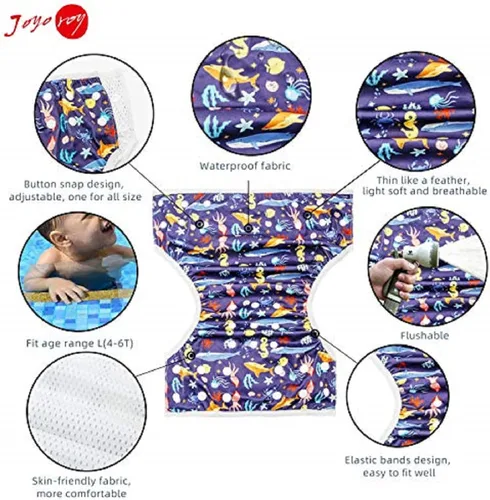 Vista 2 de Pañales de natación impermeables y reutilizables para niños pequeños (0T-2T (paquete de 2), niños 2)