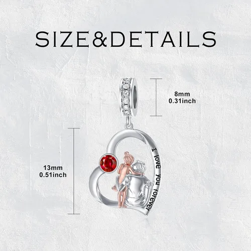 Vista 191 de PROESS Dije para padre, madre e hija, pulsera de plata de ley para pulseras, regalos de cumpleaños, día de San Valentín, para hija, madre, amante