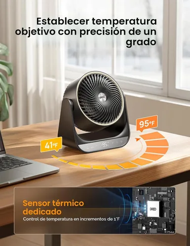 Vista 8 de Dreo Calentador de habitación entera 714, oscilación 3D vertical de 60° y horizontal de 90°, circulador de largo alcance de 12 pies por segundo, 3