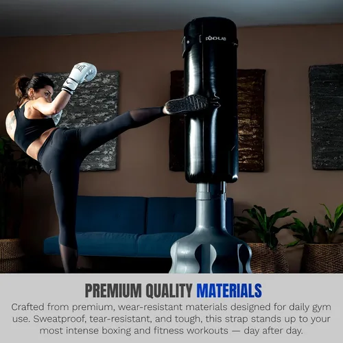 Vista 5 de Soporte de teléfono de boxeo para saco de boxeo – Soporte de correa para bolsa pesada con rastreador de perforación, se adapta a todas las bolsas