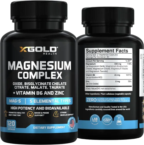 Vista 7 de Complejo de Magnesio Micronizado Plus B6 Óxido de Magnesio Zinc, Quelato de Bisglicinato, Citrato, Malato Taurato Huesos, Músculo, Energía