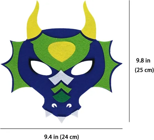 Vista 7 de iROLEWIN Paquete de 12 máscaras de dragón de fieltro para niños, recuerdos de fiesta, juguetes de dinosaurio, disfraces para niños y niñas, regalos