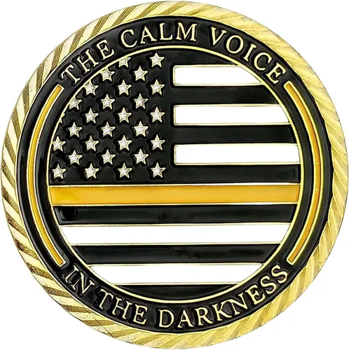 Vista 5 de Thin Gold Line Challenge Coin Despachador de emergencia para regalo de socorristas