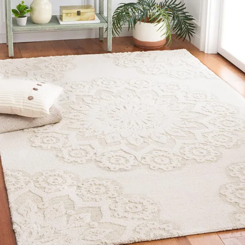 Vista 14 de SAFAVIEH Blossom Collection - Alfombra decorativa, 2 x 3 pies, color marfil y beige, lana hecha a mano, ideal para zonas de alto tráfico en entrada