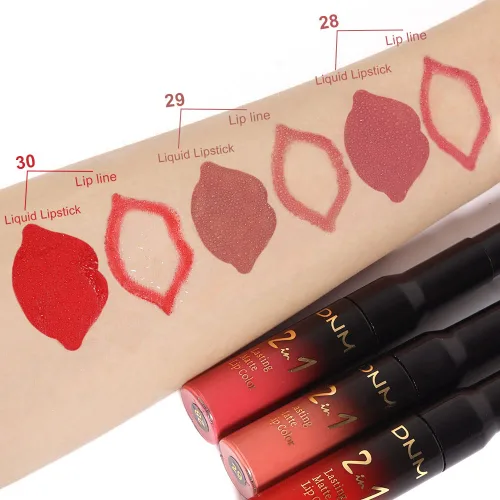 Vista 3 de evpct Juego de 3 lápices labiales líquidos y delineadores de labios para mujeres, 24 horas de larga duración, 24 horas, lápiz labial mate de larga