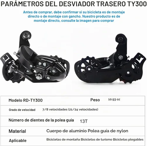 Vista 4 de Bike Rear Derailleur RD-TY300 Direct Mount 6/7 Speed for Mountain Bicycle