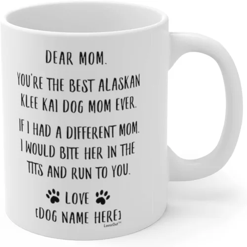 Vista 3 de Taza divertida para mujeres dueñas de mascotas – Taza para café «A Wise Woman Once Said», blanca, 325 ml., Alaskan Klee Kai Mamá Personalizado